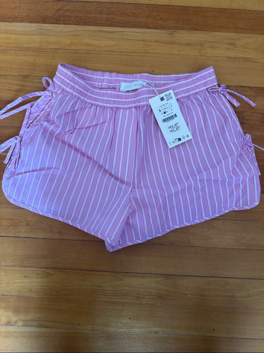 Zara Pink & White Striped Athletic Shorts